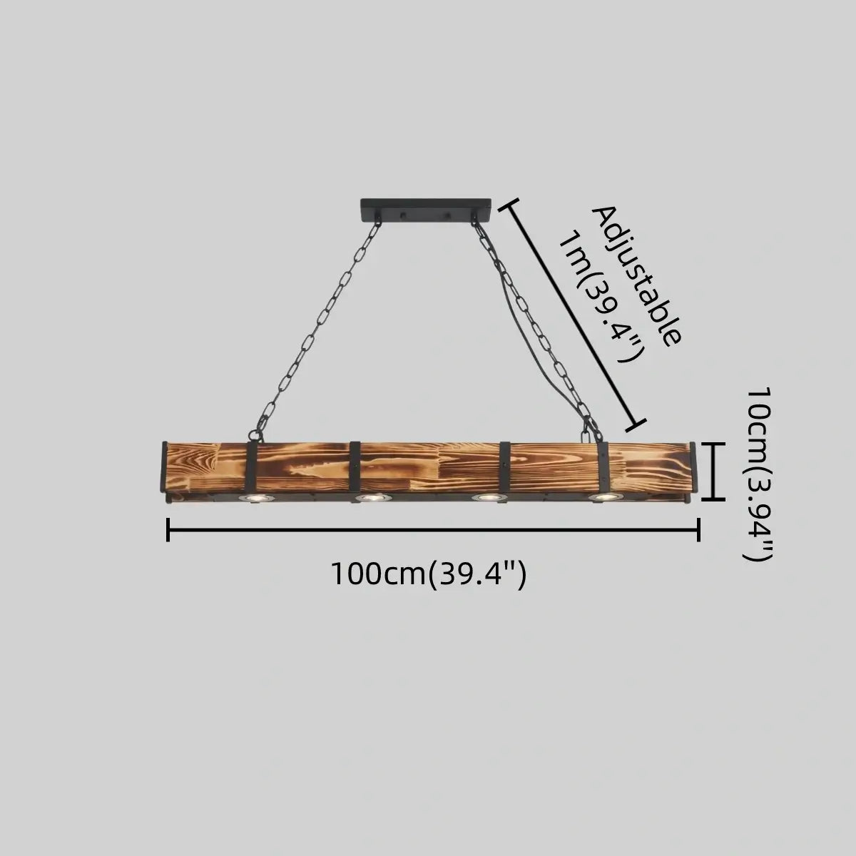 HL006Irondale Linear Pendant -- Wood Metal for Dining Room Kitchen