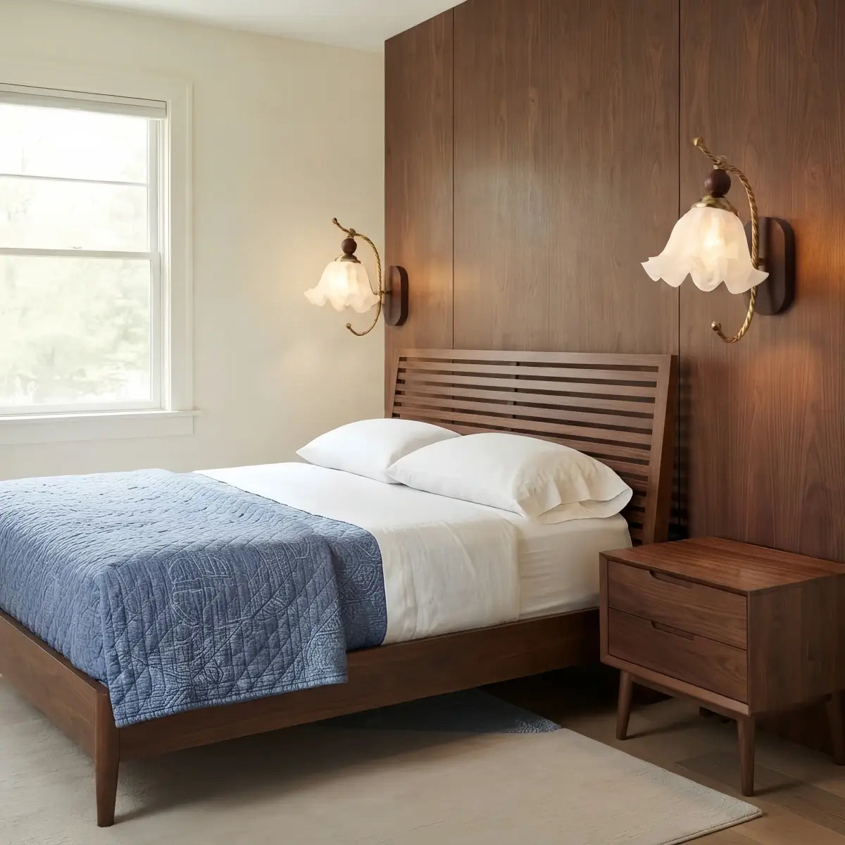 HL009Lunara Mid-Century Glass Wall Lamp -- Glass for Bedroom

