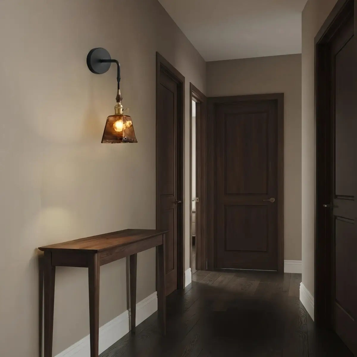 HL010Vetro Mid-Century Wall Lamp -- Amber Glass for Entryway