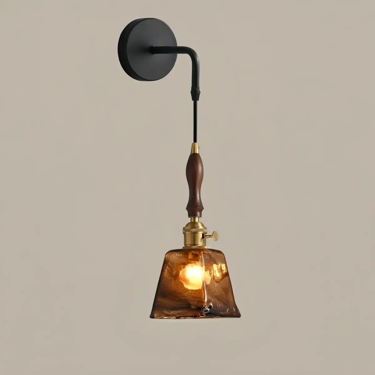 HL010Vetro Mid-Century Wall Lamp -- Amber Glass for Bedroom Living Room