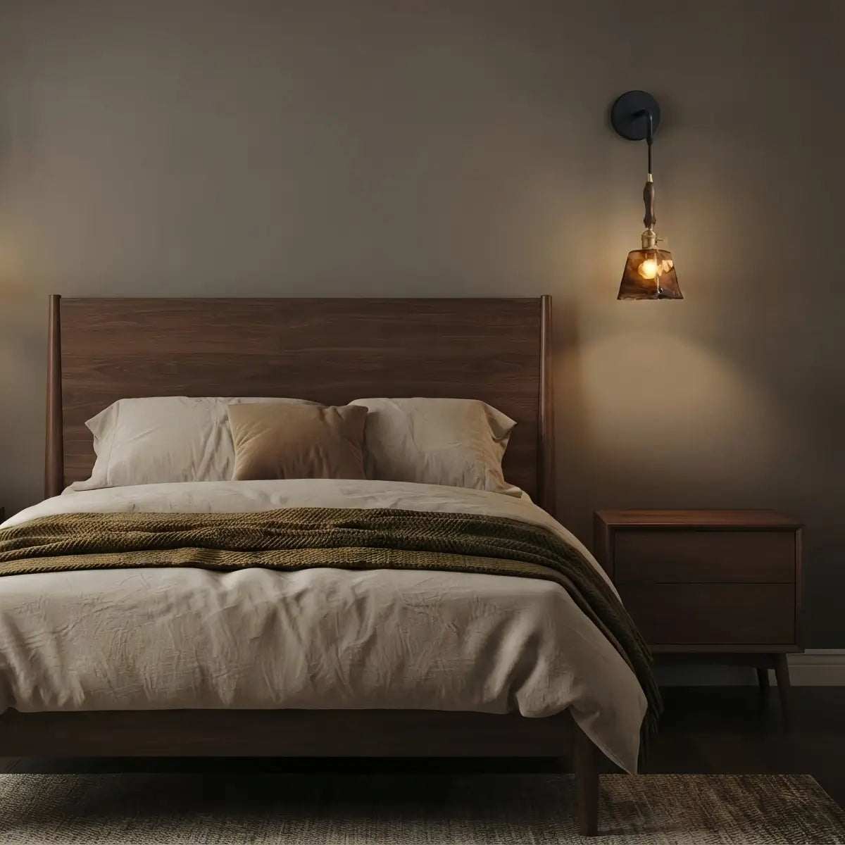 HL010Vetro Mid-Century Wall Lamp -- Amber Glass for Bedroom 