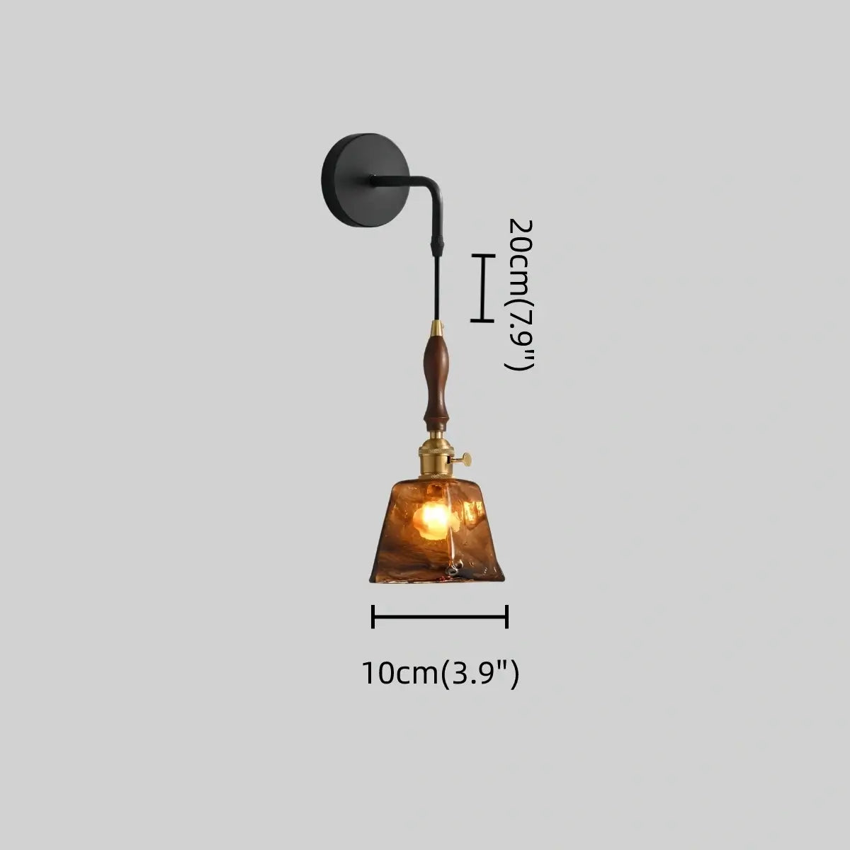 HL010Vetro Mid-Century Wall Lamp -- Amber Glass for Bedroom Living Room