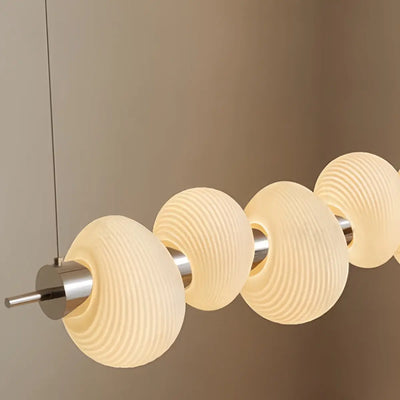 Vetro Retro Linear Glass Pendant Light White for Dining Room Detail