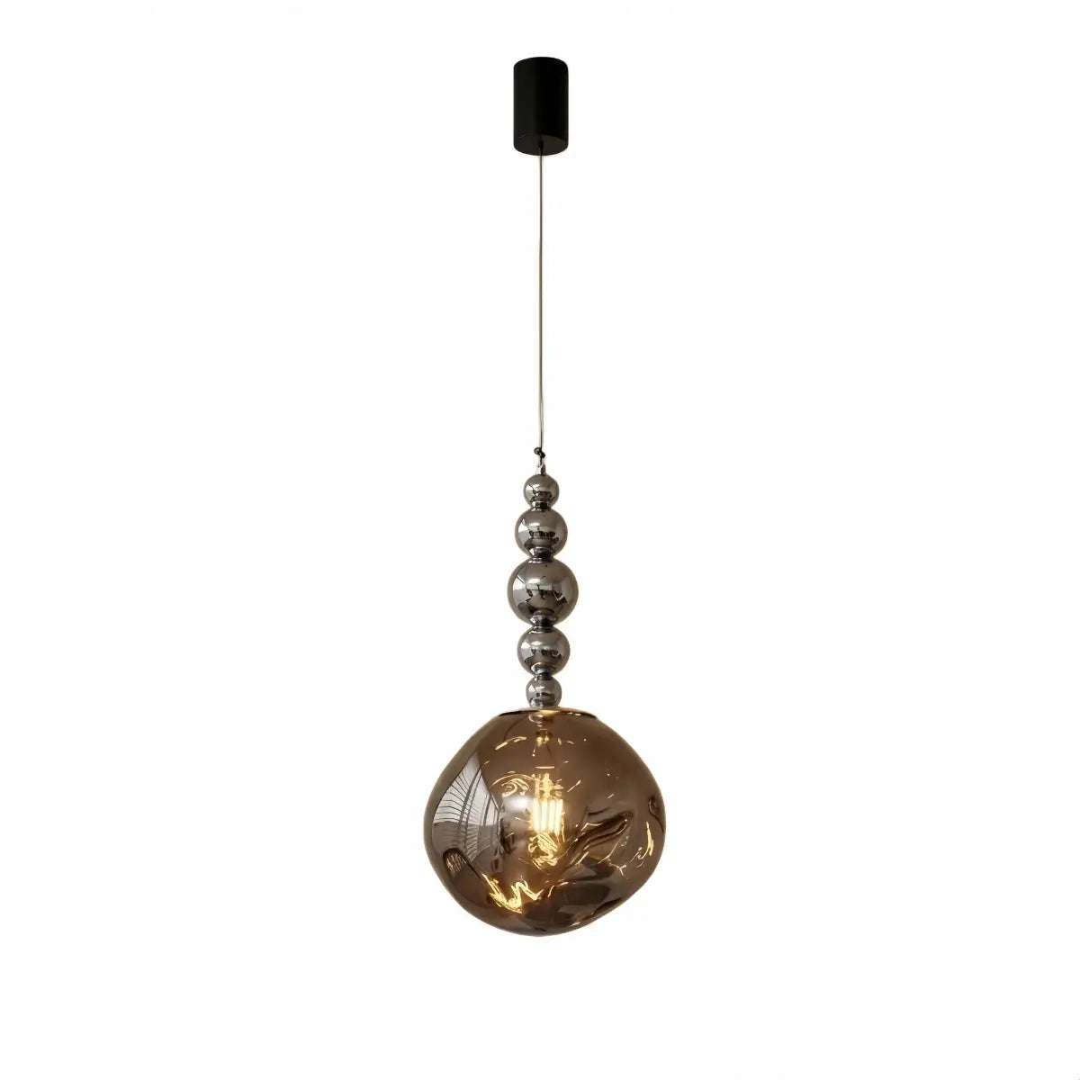 Lunara Modern Pendant Light – Five Acrylic Globe & Carbon Steel for Bedroom