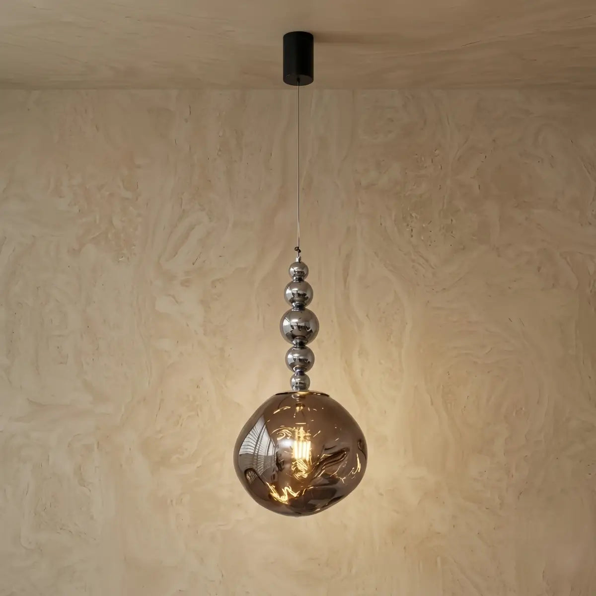 Lunara Modern Pendant Light – Acrylic Globe & Carbon Steel for Bedroom