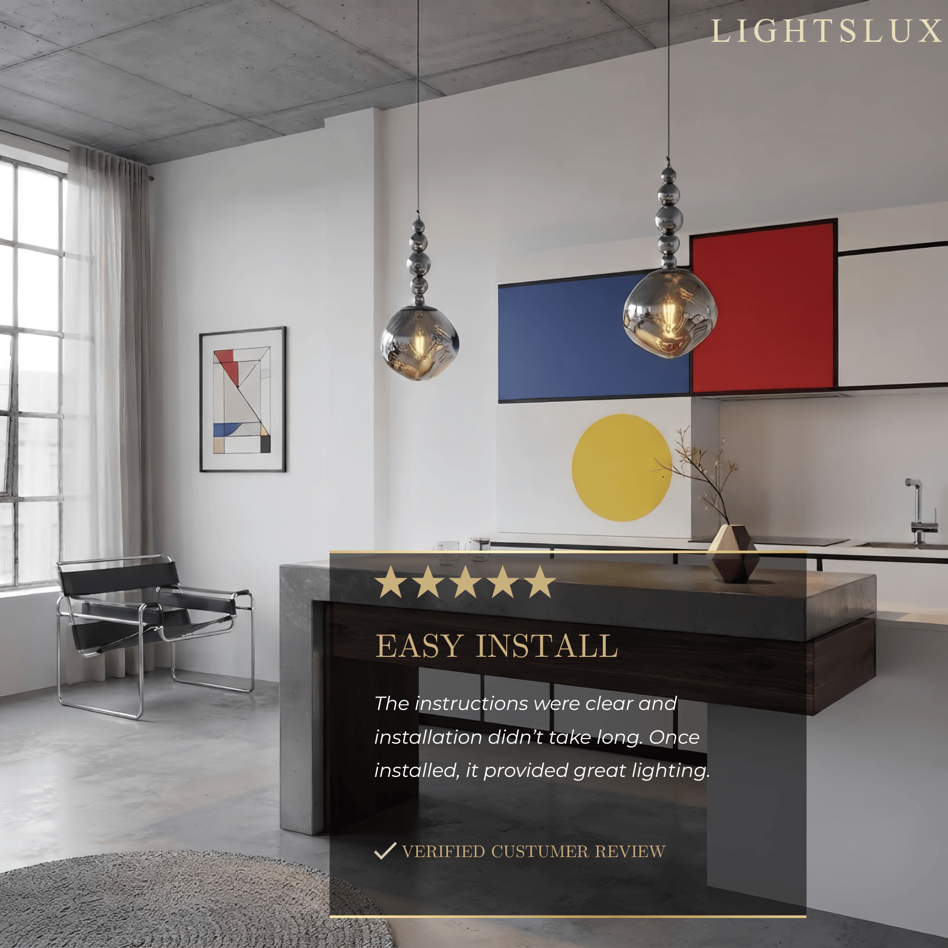 Lunara Modern Pendant Light – Acrylic Globe & Carbon Steel Indoor