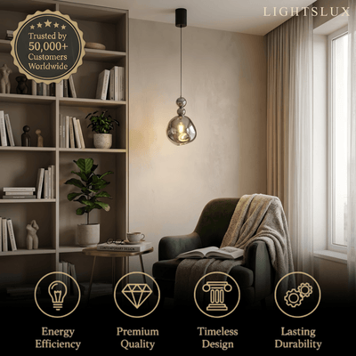 Lunara Modern Pendant Light – Acrylic Globe & Carbon Steel