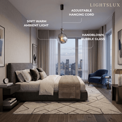 Lunara Modern Pendant Light – Acrylic Globe & Carbon Steel for Bedroom