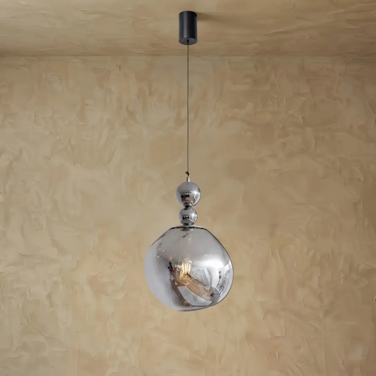 Lunara Modern Pendant Light – Two Acrylic Globe & Carbon Steel for Bedroom
