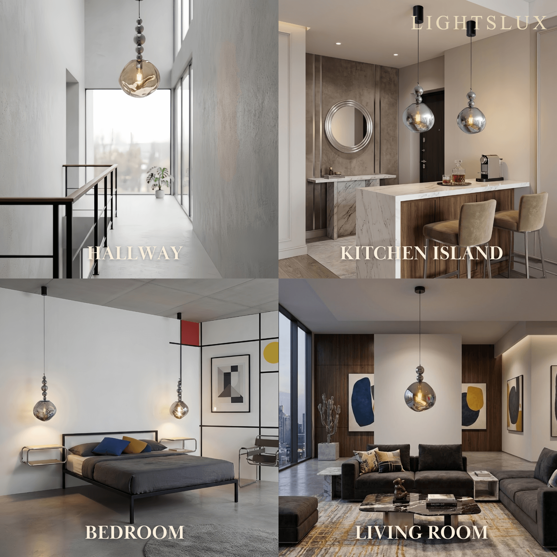 Lunara Modern Pendant Light – Acrylic Globe & Carbon Steel Indoor