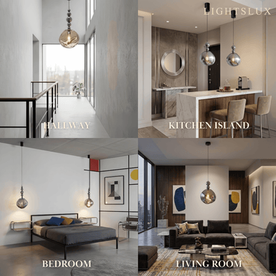 Lunara Modern Pendant Light – Acrylic Globe & Carbon Steel Indoor