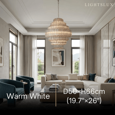 Excelis Luxury Chandelier --Tiered Clear Glass & Metal Frame for Living Room