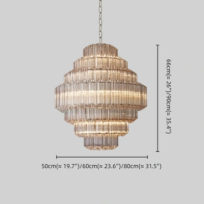 Excelis Luxury Chandelier --Tiered Clear Glass & Metal Frame for Living Room Size