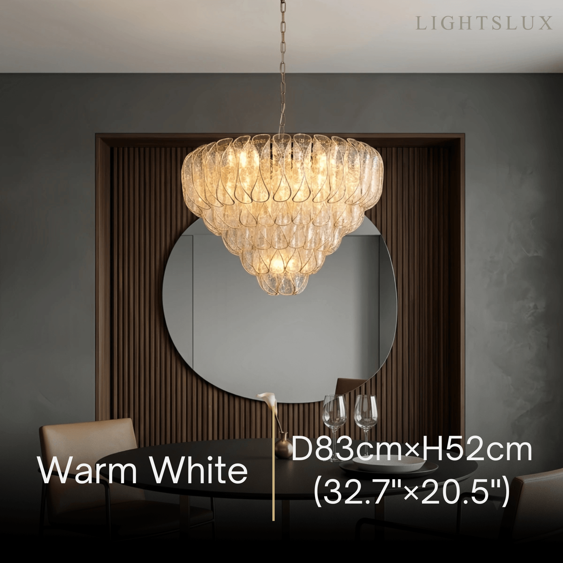 Excelis Luxury Chandelier --Textured Glass & Metal for Living Room