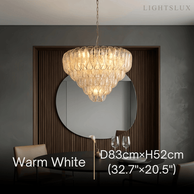 Excelis Luxury Chandelier --Textured Glass & Metal for Living Room