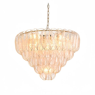 Excelis Luxury Chandelier --Textured Glass & Metal for Living Room