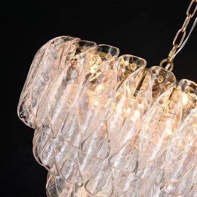Excelis Luxury Chandelier --Textured Glass & Metal for Living Room Detail