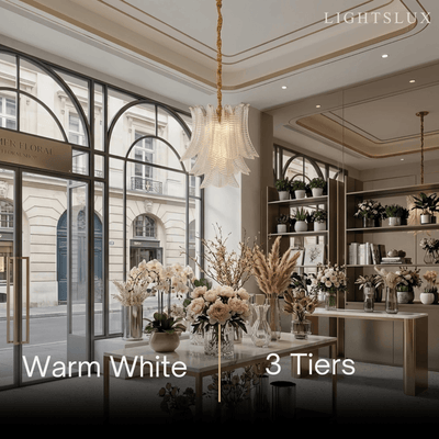 Excelis Luxury Sculptural Glass Leaf Chandelier -- Metal Frame for Dining Room/Shop