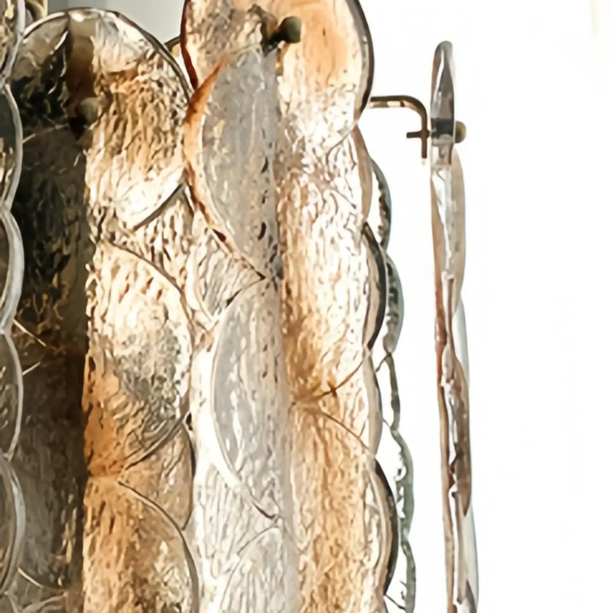 Vetro Vintage Glass Chandelier -- Smoked Gray Murano & Metal for Dining Room Detail