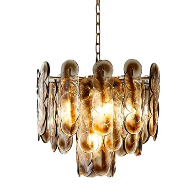 Vetro Vintage Glass Chandelier -- Smoked Gray Murano & Metal for Dining Room