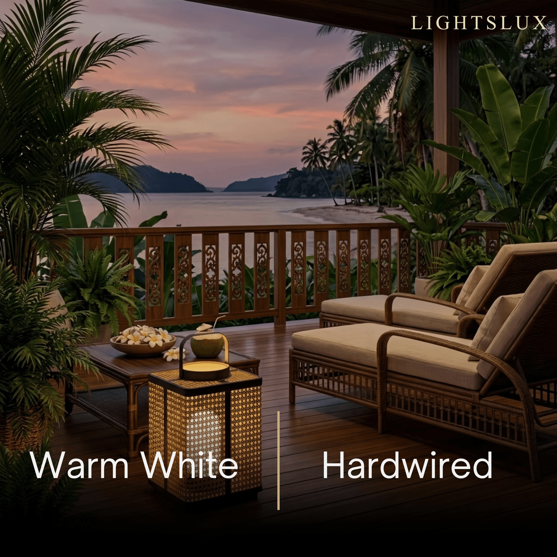 Bamburo Minimalist Outdoor Floor Lamp -- Metal & Rattan Beige Beach Hardwired