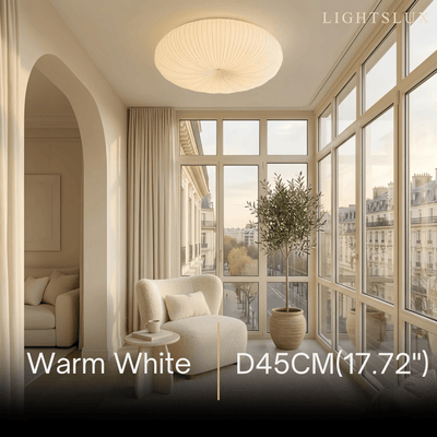 Crema Minimalist Ceiling Light -- PE & Metal, Beige for Living Room