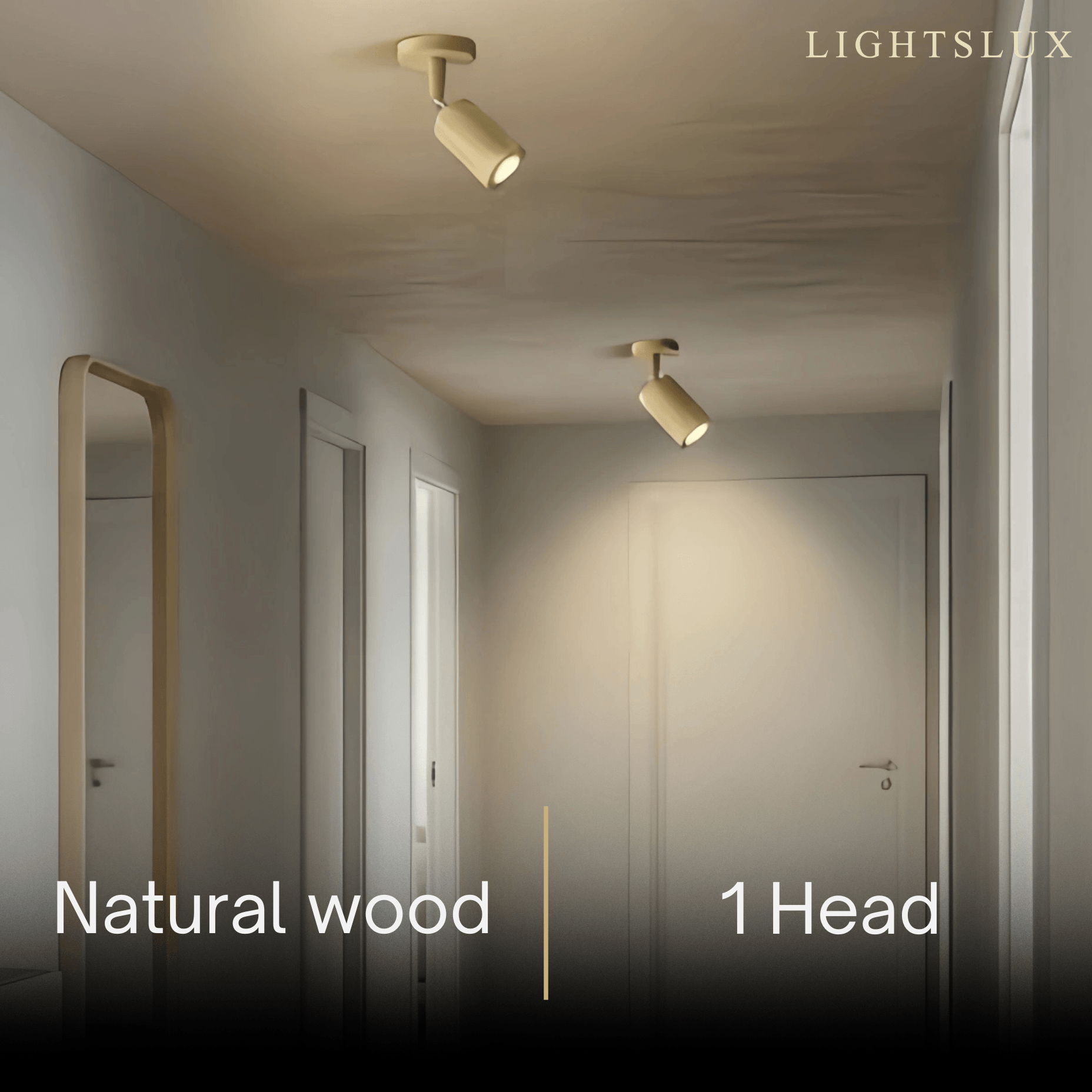 Zenno Modern Wood Track Lighting -- Adjustable Spotlights Walnut/Wood for Hallway
