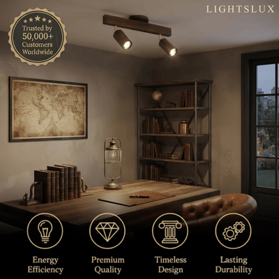 Zenno Modern Wood Track Lighting -- Adjustable Spotlights Walnut/Wood for Study Room
