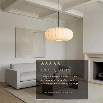 Crema Silk-Look Pumpkin Pendant Lamp cozy light for bedroom & dining