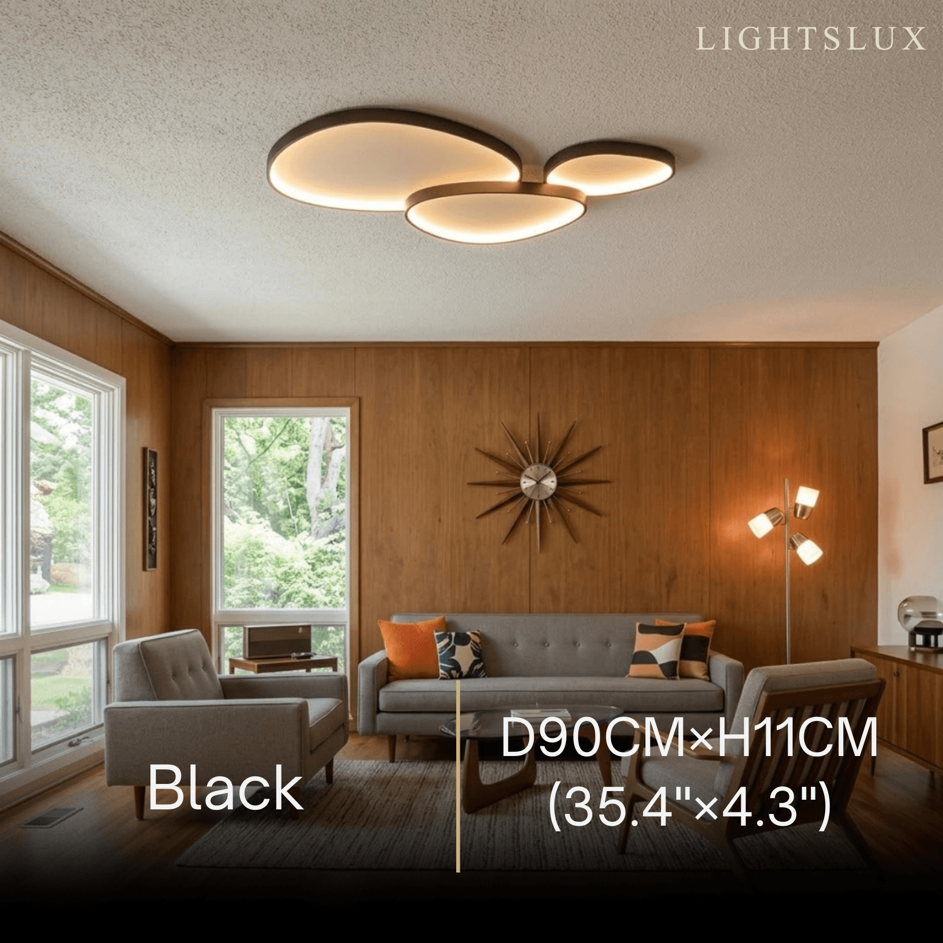 Sandora Minimalist Ceiling Light -- Metal Integrated LED White/Black for Living Room