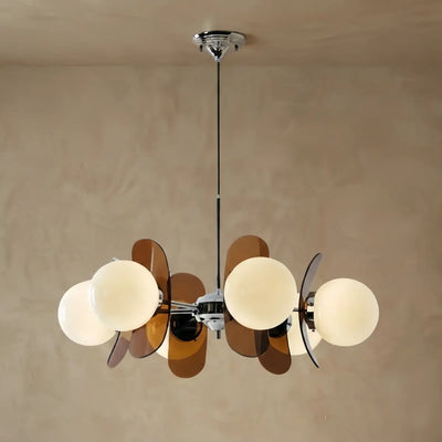 Art Deco Pendant Lamp-- Metal & Acrylic Brown for Dining Room