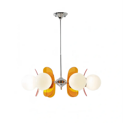 Vivara Art Deco Pendant Lamp-- Metal & Acrylic Orange for Dining Room