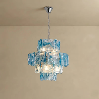 Excelis Luxury Branch-Style Tiered Chandelier— Metal & Glass Blue for Dining Room