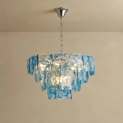 Luxury Branch-Style Tiered Chandelier— Metal & Glass Blue for Dining Room