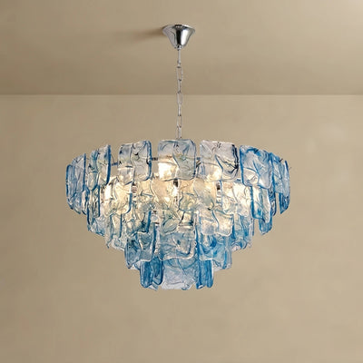 Excelis Luxury Branch-Style Tiered Chandelier— Metal & Glass Blue for Dining Room