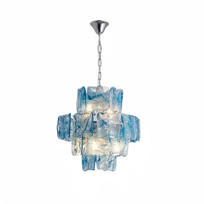 Excelis Luxury Branch-Style Tiered Chandelier— Metal & Glass Blue