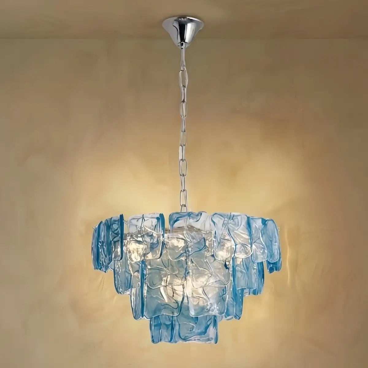 Excelis Luxury Branch-Style Tiered Chandelier— Metal & Glass Blue for Dining Room