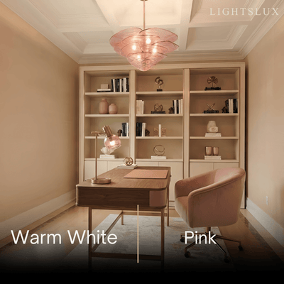 Art Deco Chandelier - Hand-blown Glass Iron Frame - Multicolor for Book Room