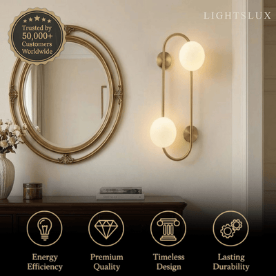 Vetro Minimalist Wall Lamp - Glass Iron - Black Brass for Bedroom Living Room