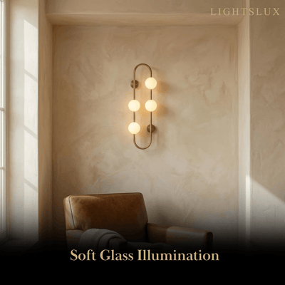 Vetro Minimalist Wall Lamp - Glass Iron - Black Brass for Bedroom Living Room