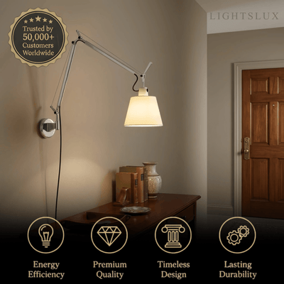 Stellar Modern Wall Lamp - Fabric Aluminum - Dual Arm for Bedroom Living Room