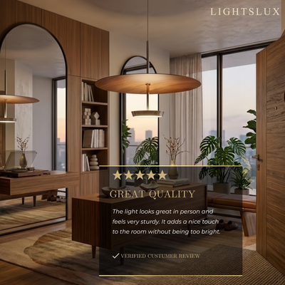 Pendant Light - Aluminum Acrylic Iron - Walnut for Dining Room