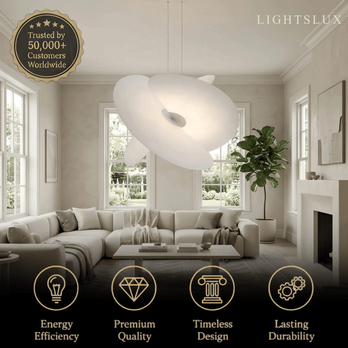 Velora Designer Silk Pendant Light -- Metal & Silk for Living Room