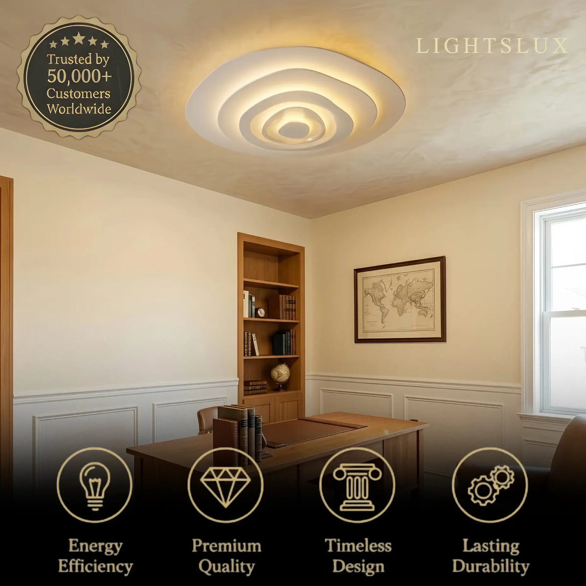 Velora Modern Indoor Ceiling Light -- Metal Body White Finish Dimmable for Living Room