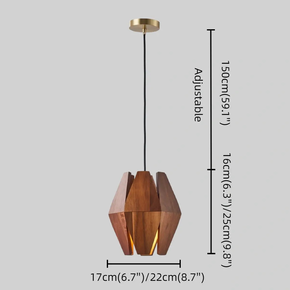 Arcato Vintage Pendant Light Wood - Walnut for Dining Room 