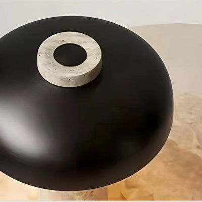 Strata Natural Travertine Table Lamp – Black Shade for Bedroom & Bedside