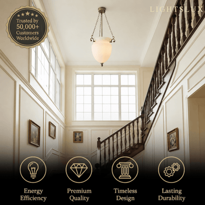 Vetro Vintage Glass Pendant Light – Brass Chain with White for D