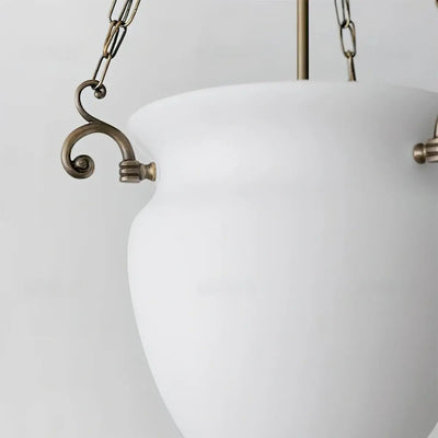 Vetro Vintage Glass Pendant Light – Brass Chain with White for XI