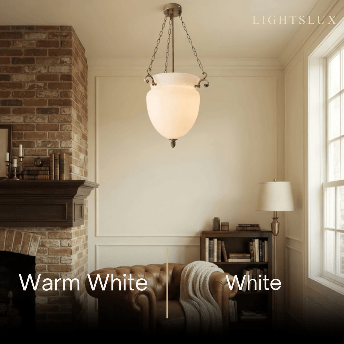 Vetro Vintage Glass Pendant Light – Brass Chain with White for Dining 