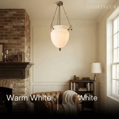 Vetro Vintage Glass Pendant Light – Brass Chain with White for Dining 